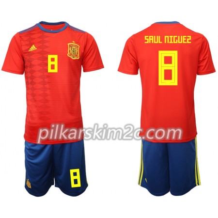 Koszulka Hiszpania SAUL NIGUES 8 Dziecięca Główna Koszulki Piłkarskie 2019 Krótki Rękaw